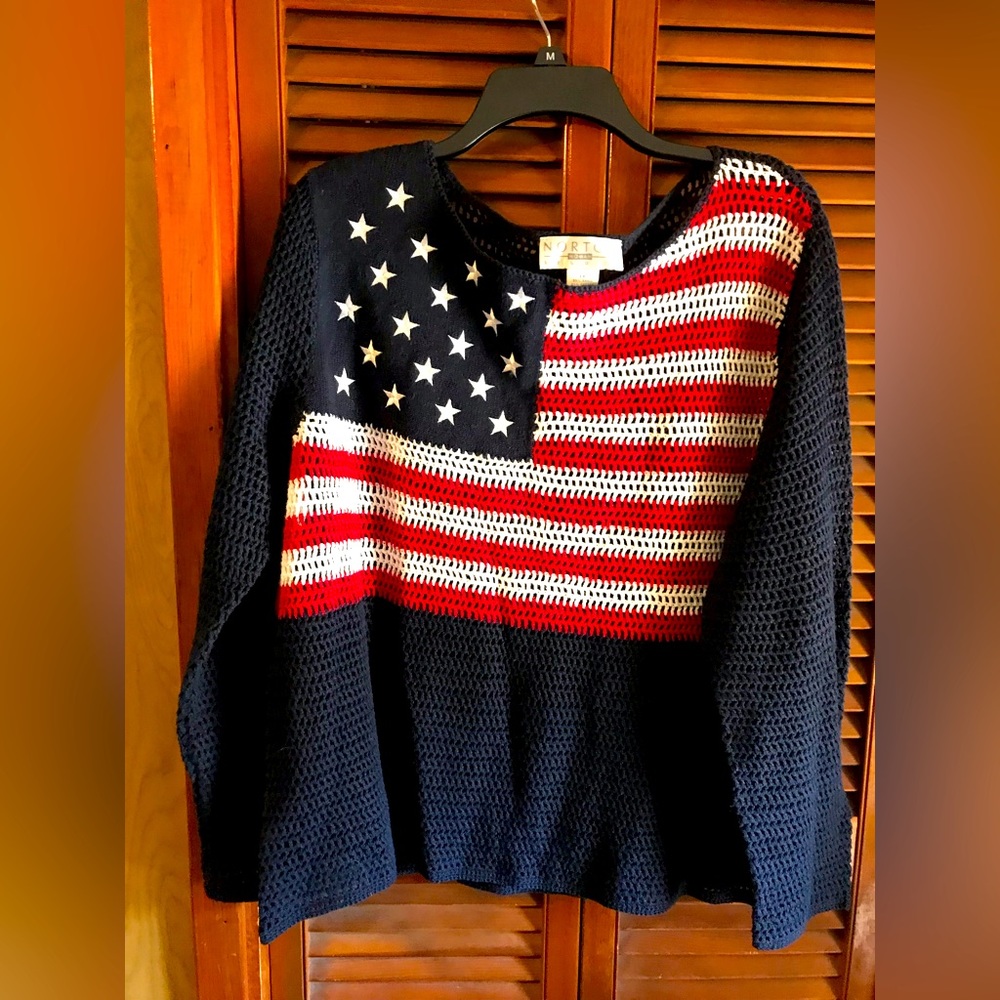 Women’s Navy American Flag Knit Sweater